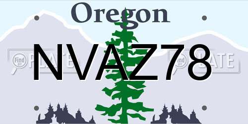 NVAZ78 Oregon License Plate