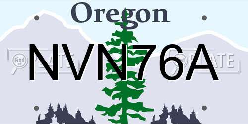 NVN76A Oregon License Plate