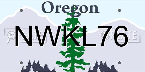 NWKL76 Oregon License Plate