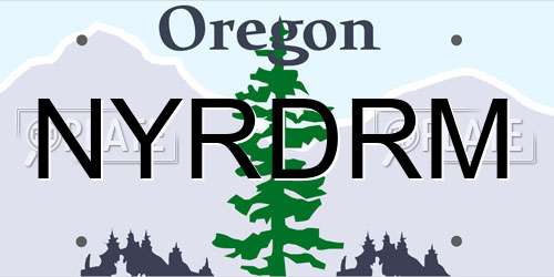 NYRDRM Oregon License Plate