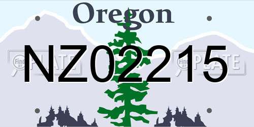 NZ02215 Oregon License Plate