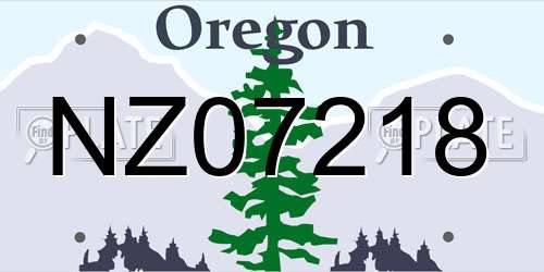 NZ07218 Oregon License Plate