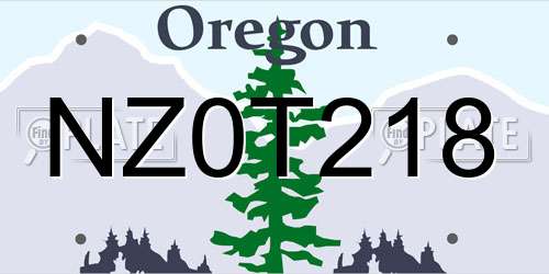 NZ0T218 Oregon License Plate