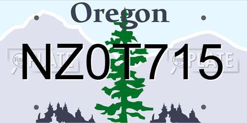 NZ0T715 Oregon License Plate