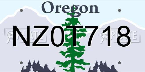 NZ0T718 Oregon License Plate