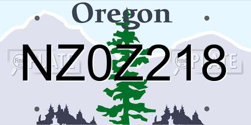 NZ0Z218 Oregon License Plate