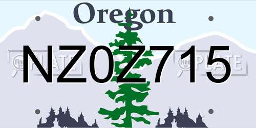 NZ0Z715 Oregon License Plate