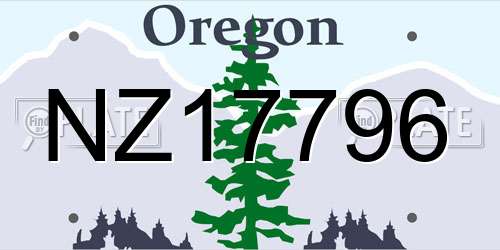 NZ17796 Oregon License Plate