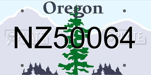 NZ50064 Oregon License Plate