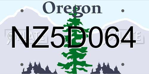 NZ5D064 Oregon License Plate