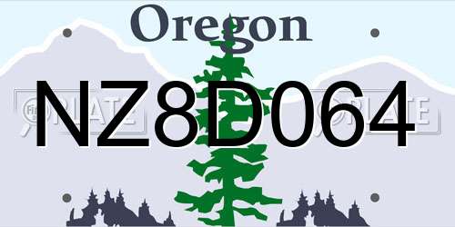 NZ8D064 Oregon License Plate