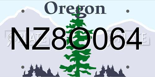 NZ8O064 Oregon License Plate