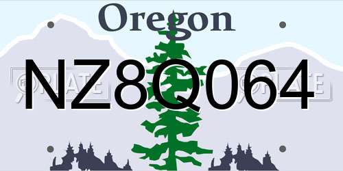 NZ8Q064 Oregon License Plate