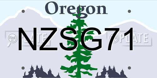 NZSG71 Oregon License Plate