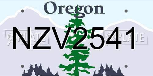 NZV2541 Oregon License Plate