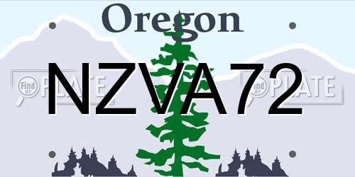 NZVA72 Oregon License Plate