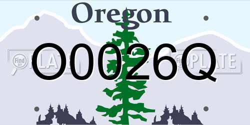 O0026Q Oregon License Plate