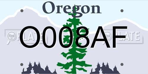 O008AF Oregon License Plate