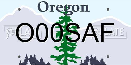 O00SAF Oregon License Plate