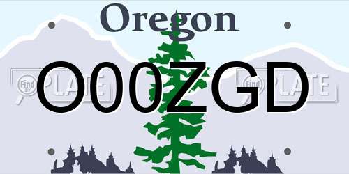 O00ZGD Oregon License Plate