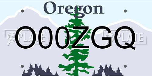 O00ZGQ Oregon License Plate