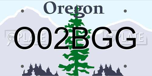 O02BGG Oregon License Plate