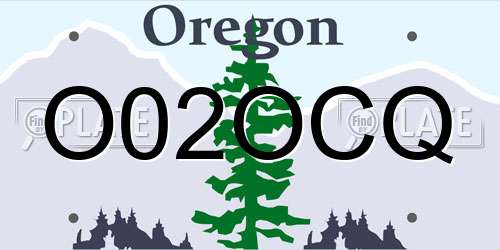 O02OCQ Oregon License Plate