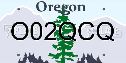 O02QCQ Oregon License Plate