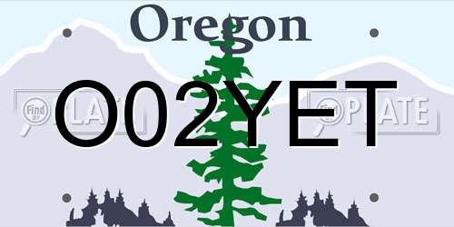 O02YET Oregon License Plate