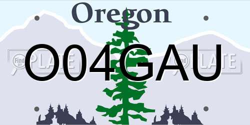 O04GAU Oregon License Plate