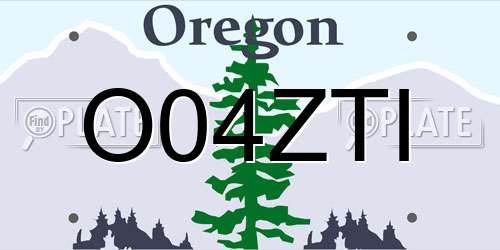 O04ZTI Oregon License Plate