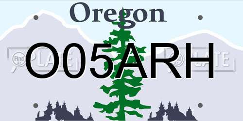 O05ARH Oregon License Plate