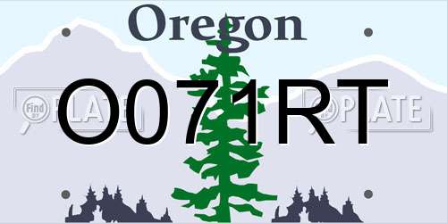 O071RT Oregon License Plate