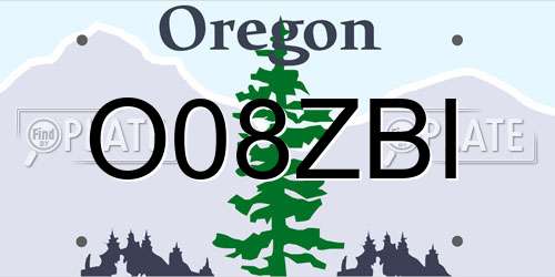 O08ZBI Oregon License Plate