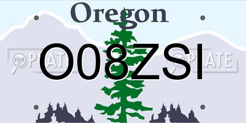 O08ZSI Oregon License Plate