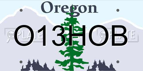 O13HOB Oregon License Plate