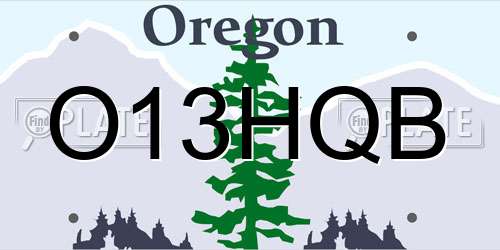 O13HQB Oregon License Plate
