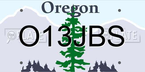 O13JBS Oregon License Plate