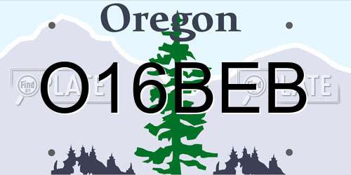O16BEB Oregon License Plate