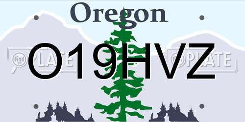 O19HVZ Oregon License Plate