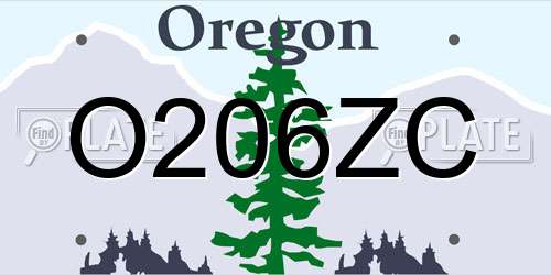 O206ZC Oregon License Plate