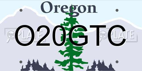 O20GTC Oregon License Plate