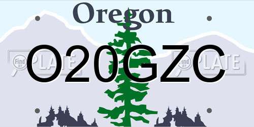 O20GZC Oregon License Plate