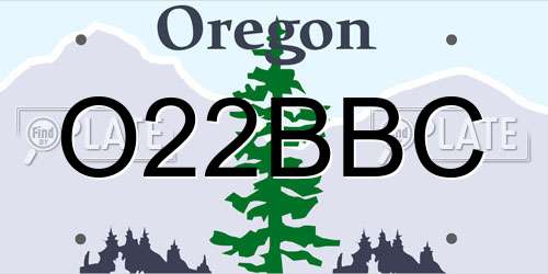 O22BBC Oregon License Plate