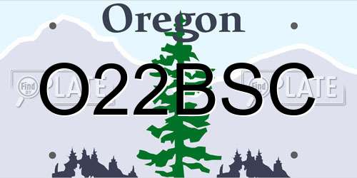 O22BSC Oregon License Plate