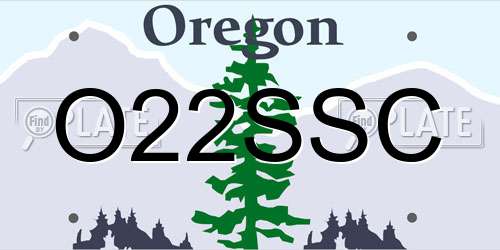 O22SSC Oregon License Plate