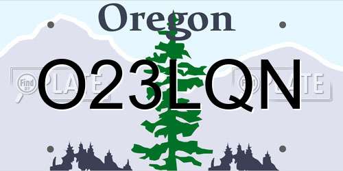 O23LQN Oregon License Plate