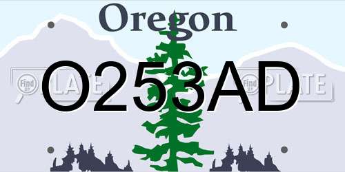 O253AD Oregon License Plate