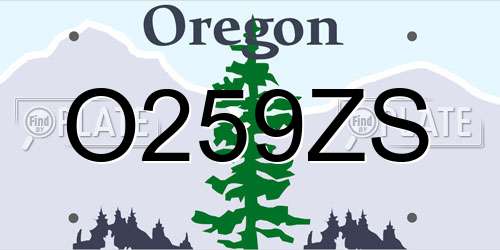 O259ZS Oregon License Plate