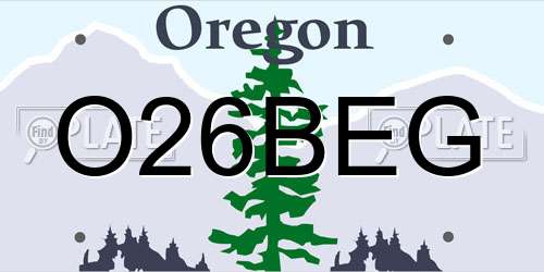 O26BEG Oregon License Plate